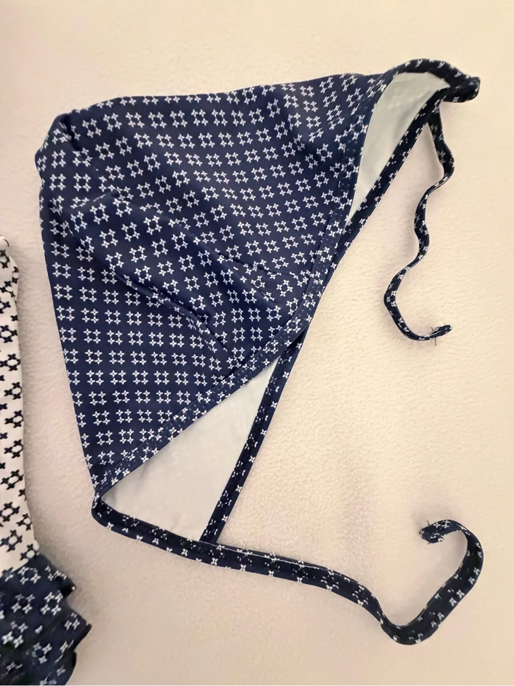 Mia Belle Blue & White Geometeic Swimsuit